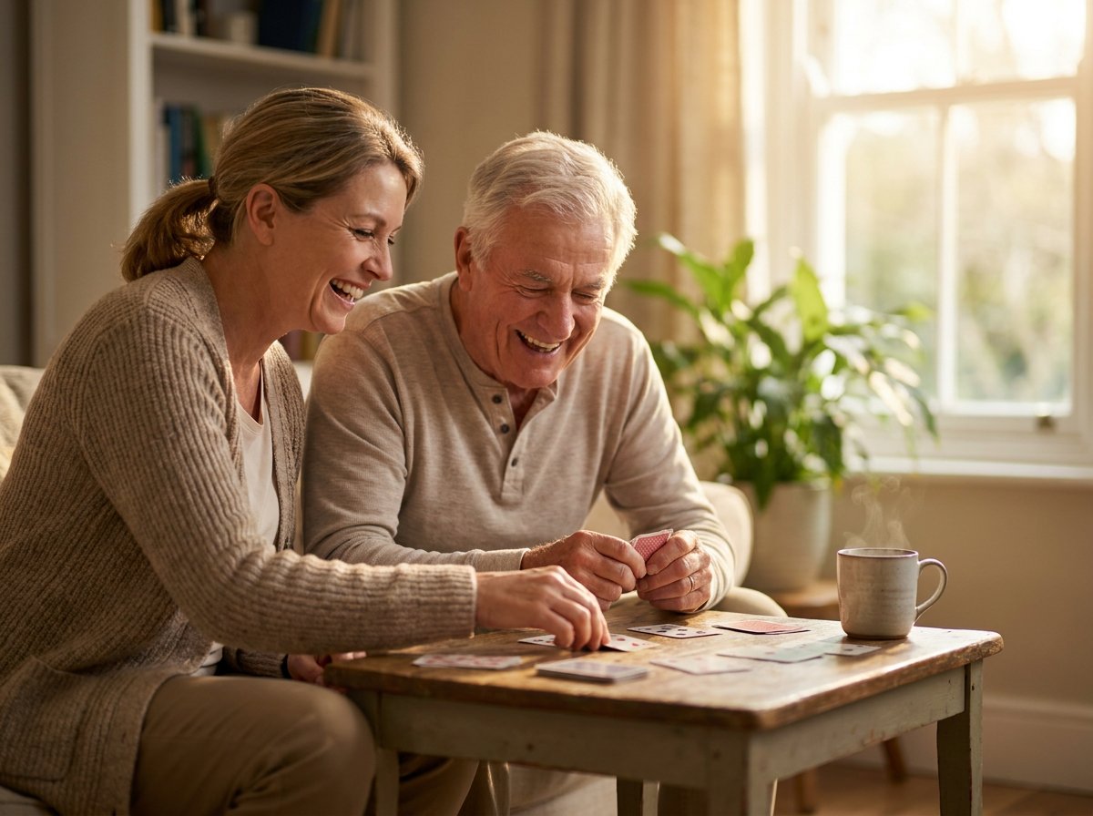 A Heart to Home caregiver sharing a warm moment with a client